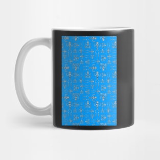 frog skeletons on blue Mug